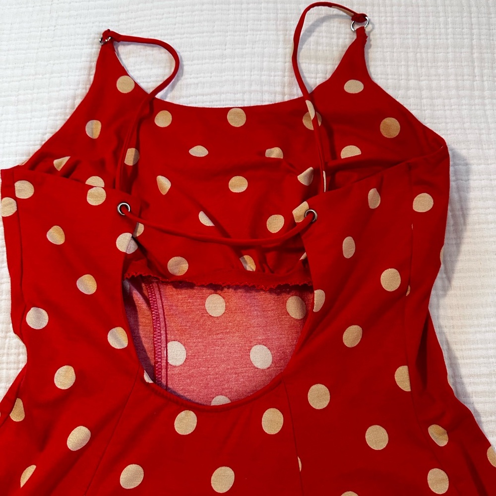Boston Proper red Polk dot dress. Size medium - Picture 5 of 9